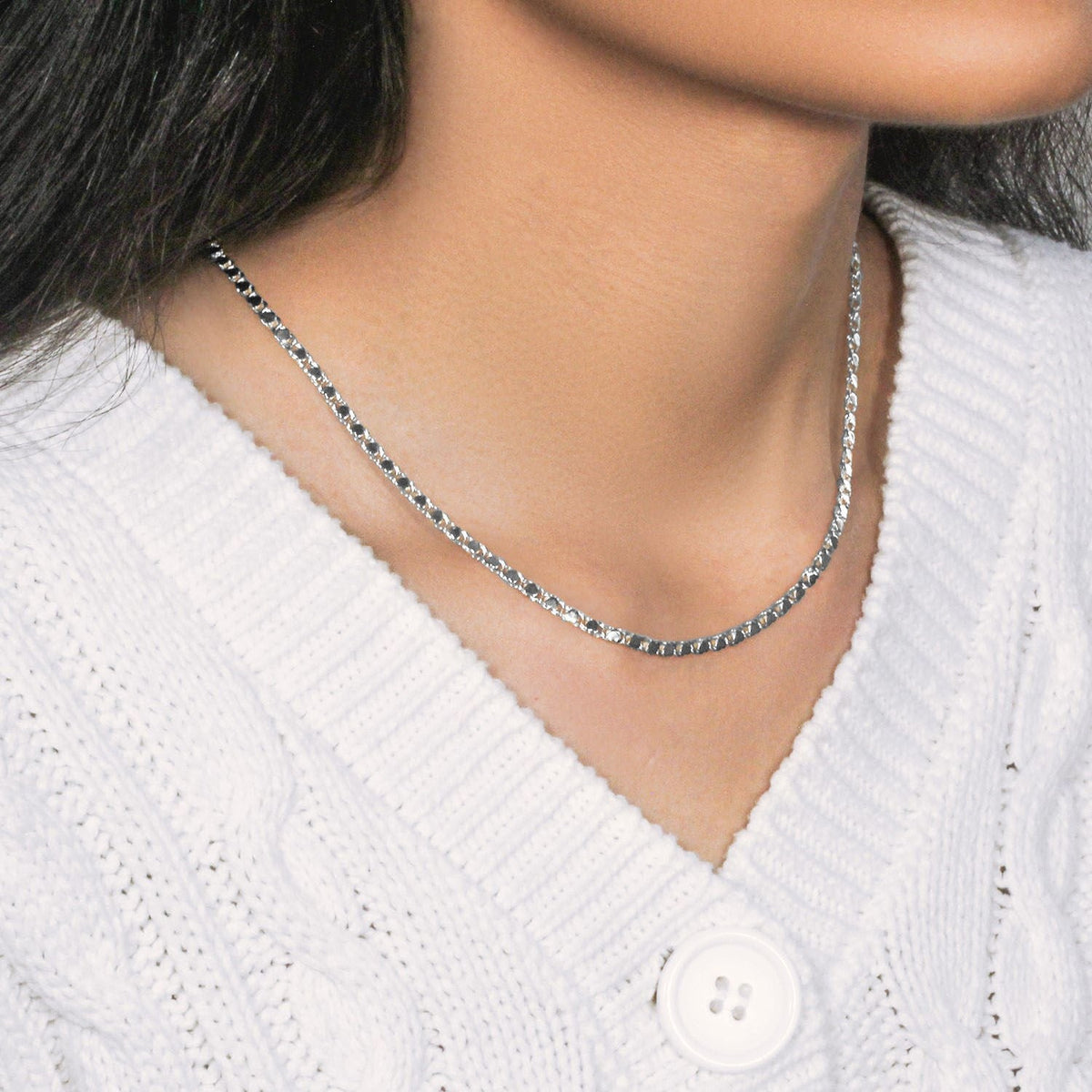 2.9mm 14k White Gold Heart Chain - LinkagejewelrydesignLinkagejewelrydesign