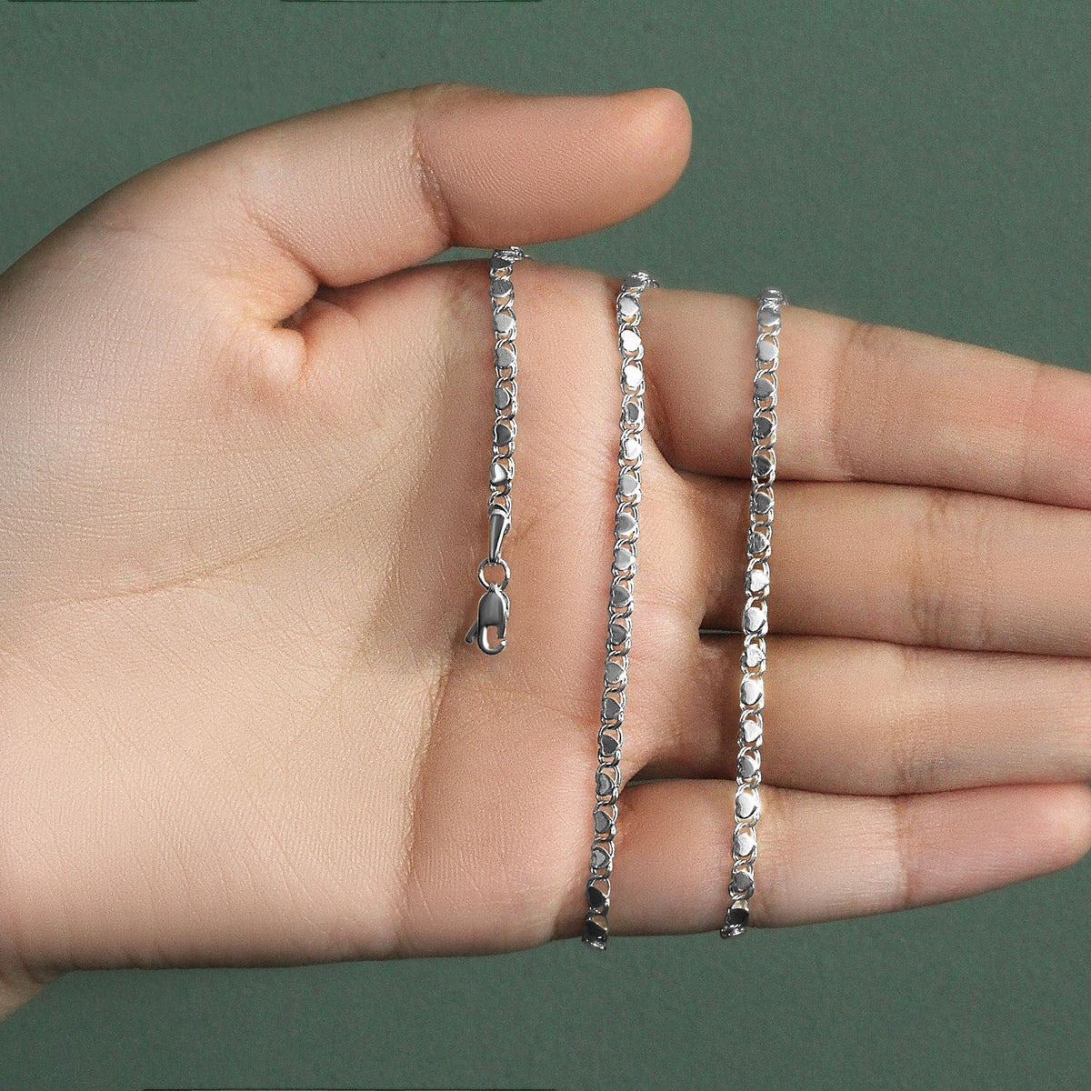 2.9mm 14k White Gold Heart Chain - LinkagejewelrydesignLinkagejewelrydesign