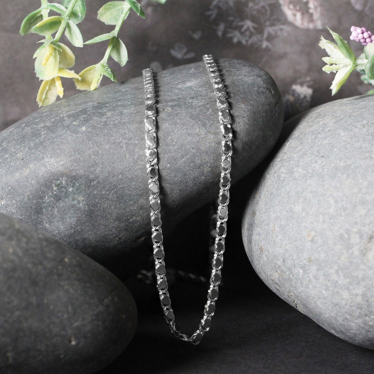 2.9mm 14k White Gold Heart Chain - LinkagejewelrydesignLinkagejewelrydesign