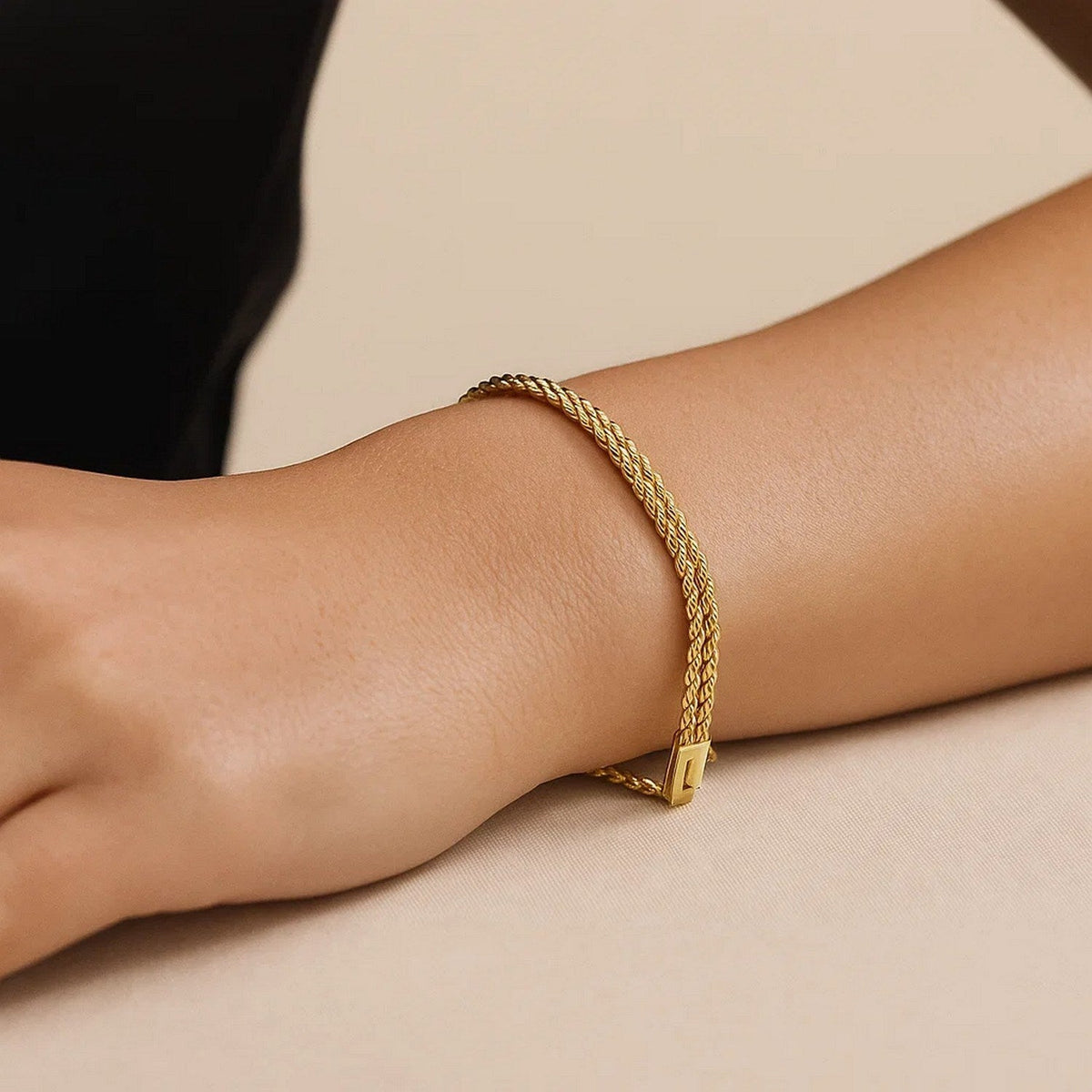 3.0 mm 14k Yellow Gold Two Row Rope Bracelet - LinkagejewelrydesignLinkagejewelrydesign