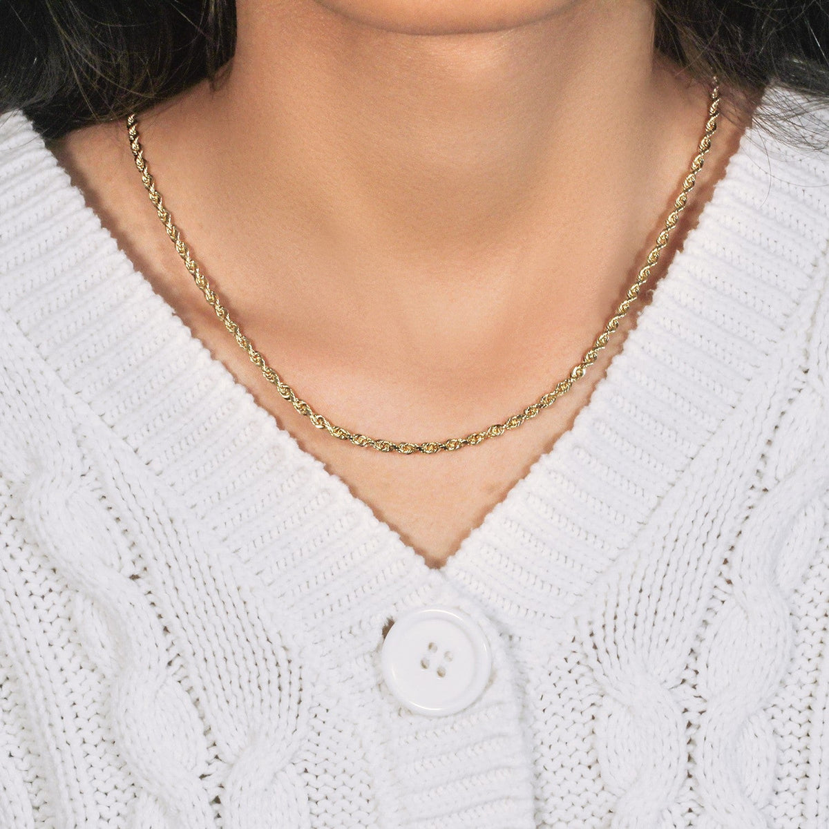 3.0mm 10k Yellow Gold Solid Diamond Cut Rope Chain - LinkagejewelrydesignLinkagejewelrydesign