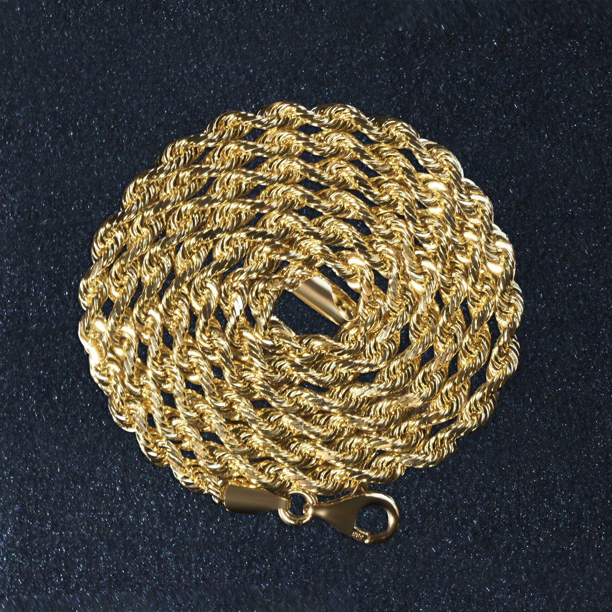 3.0mm 10k Yellow Gold Solid Diamond Cut Rope Chain - LinkagejewelrydesignLinkagejewelrydesign