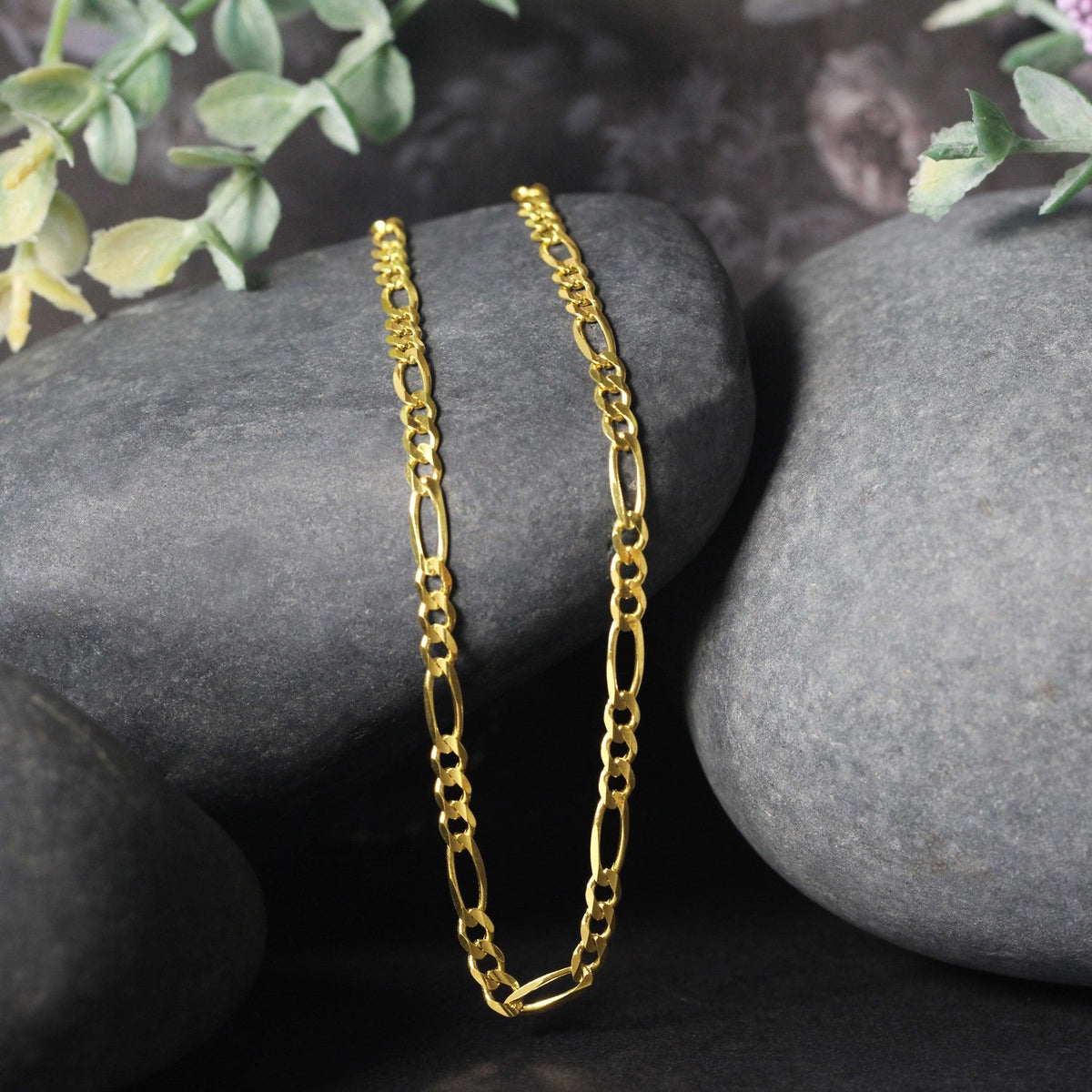 3.0mm 10k Yellow Gold Solid Figaro Chain - LinkagejewelrydesignLinkagejewelrydesign