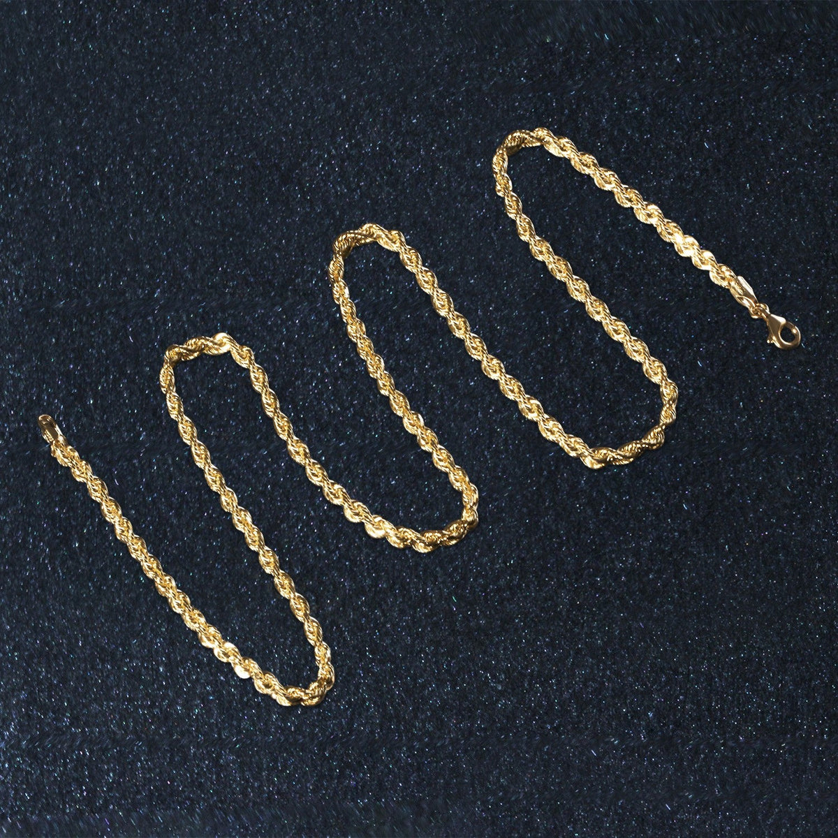 3.0mm 14k Yellow Gold Solid Diamond Cut Rope Chain - LinkagejewelrydesignLinkagejewelrydesign