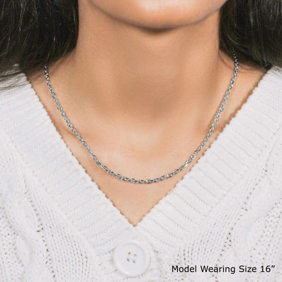 3.1mm 14k White Gold Diamond Cut Cable Link Chain - LinkagejewelrydesignLinkagejewelrydesign