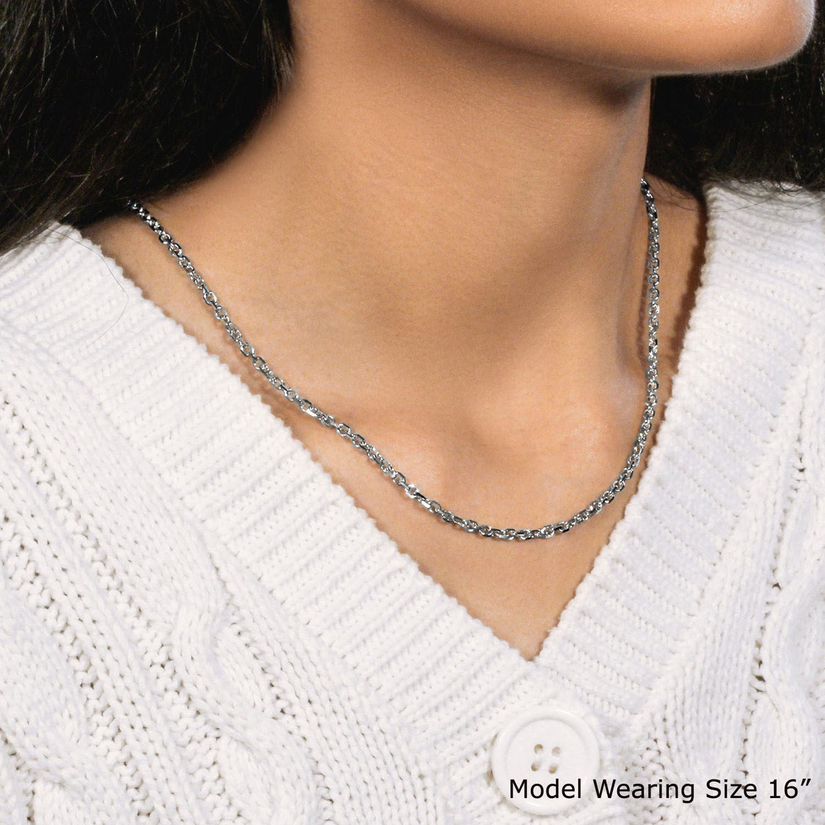 3.1mm 14k White Gold Diamond Cut Cable Link Chain - LinkagejewelrydesignLinkagejewelrydesign