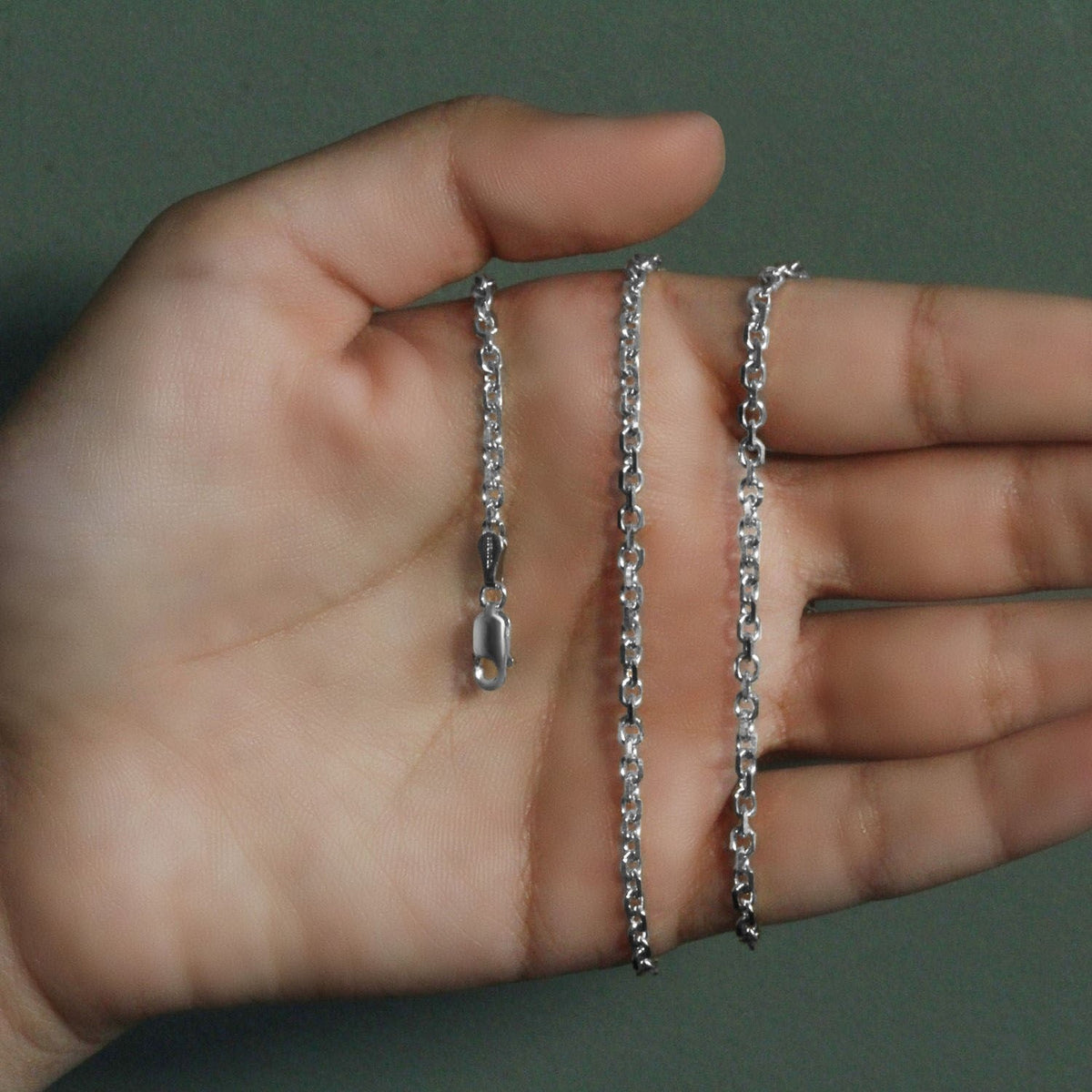 3.1mm 14k White Gold Diamond Cut Cable Link Chain - LinkagejewelrydesignLinkagejewelrydesign