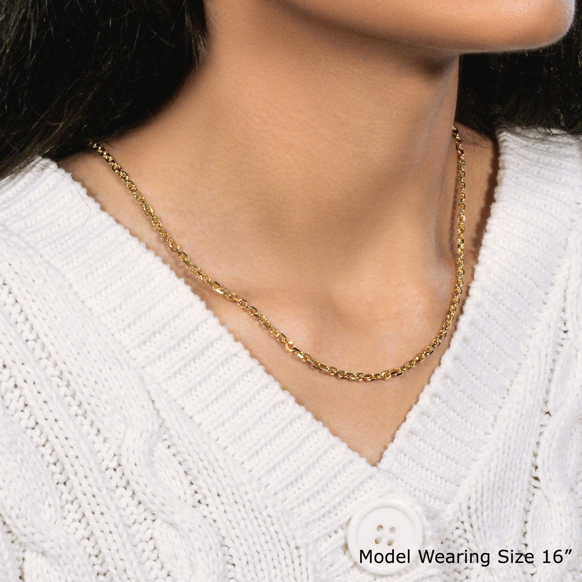 3.1mm 14k Yellow Gold Diamond Cut Cable Link Chain - LinkagejewelrydesignLinkagejewelrydesign