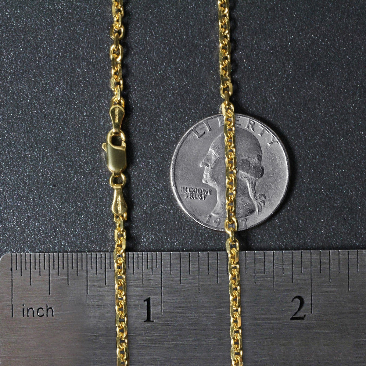 3.1mm 14k Yellow Gold Diamond Cut Cable Link Chain - LinkagejewelrydesignLinkagejewelrydesign