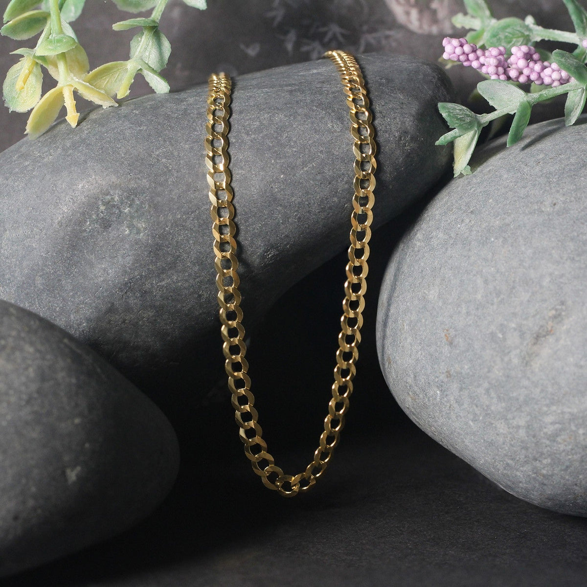 3.2mm 10k Yellow Gold Curb Chain - LinkagejewelrydesignLinkagejewelrydesign