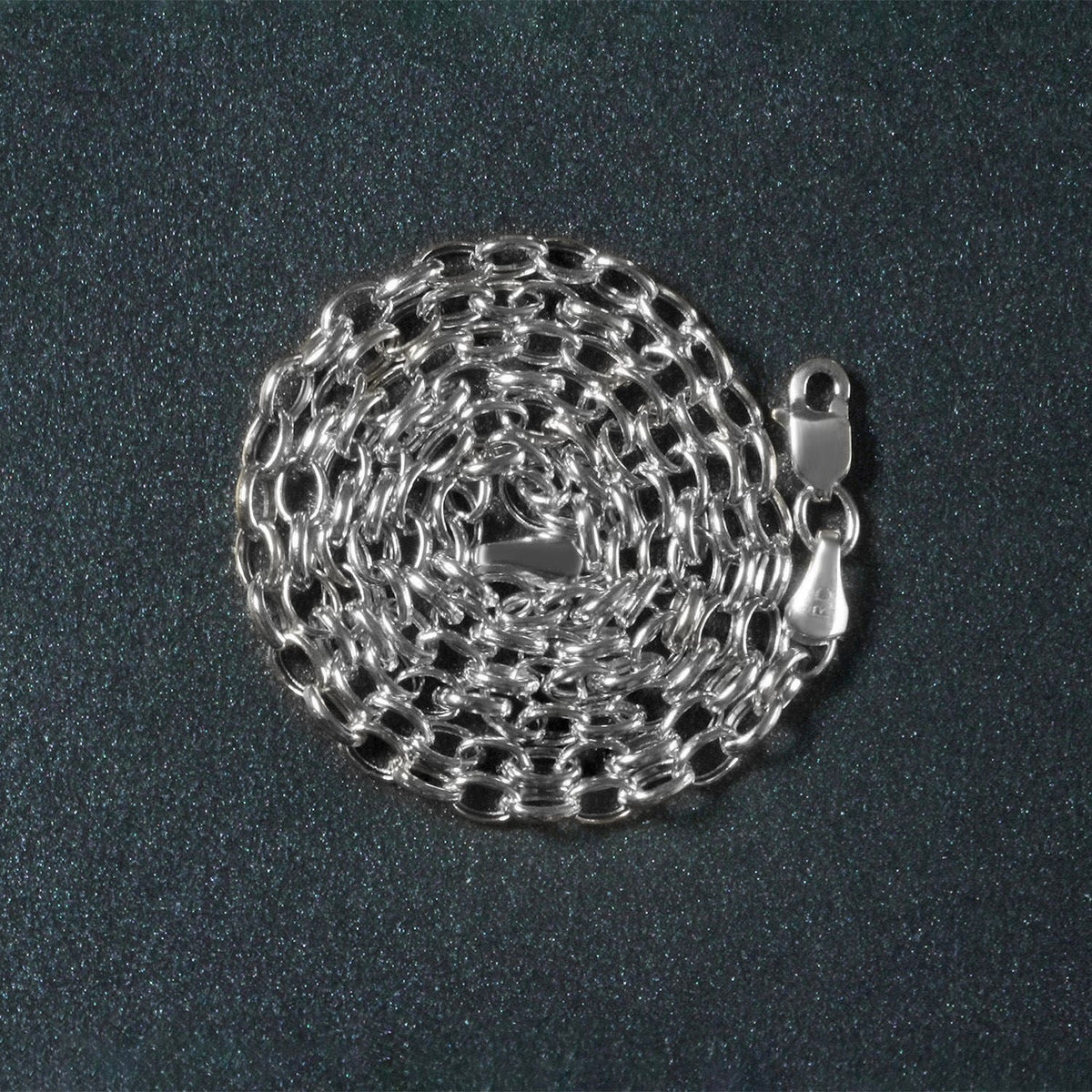 3.2mm 14k White Gold Oval Rolo Chain - LinkagejewelrydesignLinkagejewelrydesign