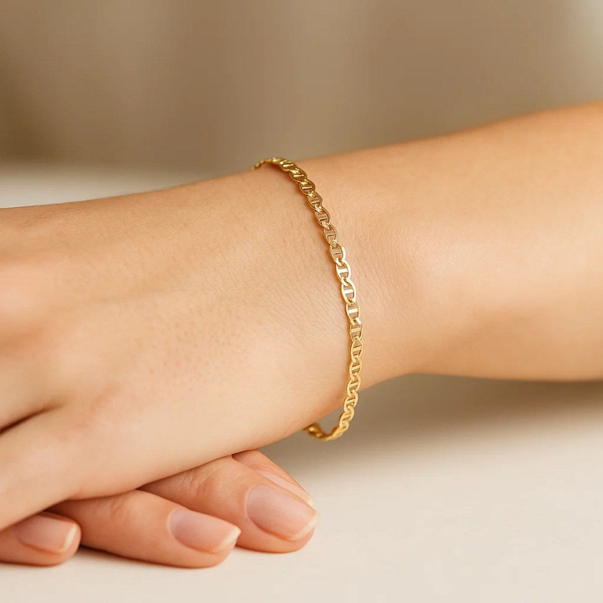 3.2mm 14k Yellow Gold Mariner Link Bracelet - LinkagejewelrydesignLinkagejewelrydesign