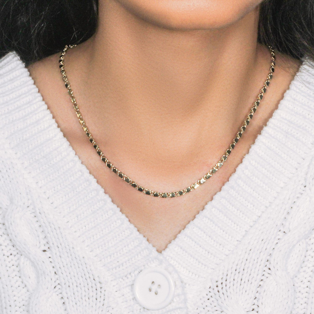 3.3mm 14k Yellow Gold Heart Chain - LinkagejewelrydesignLinkagejewelrydesign