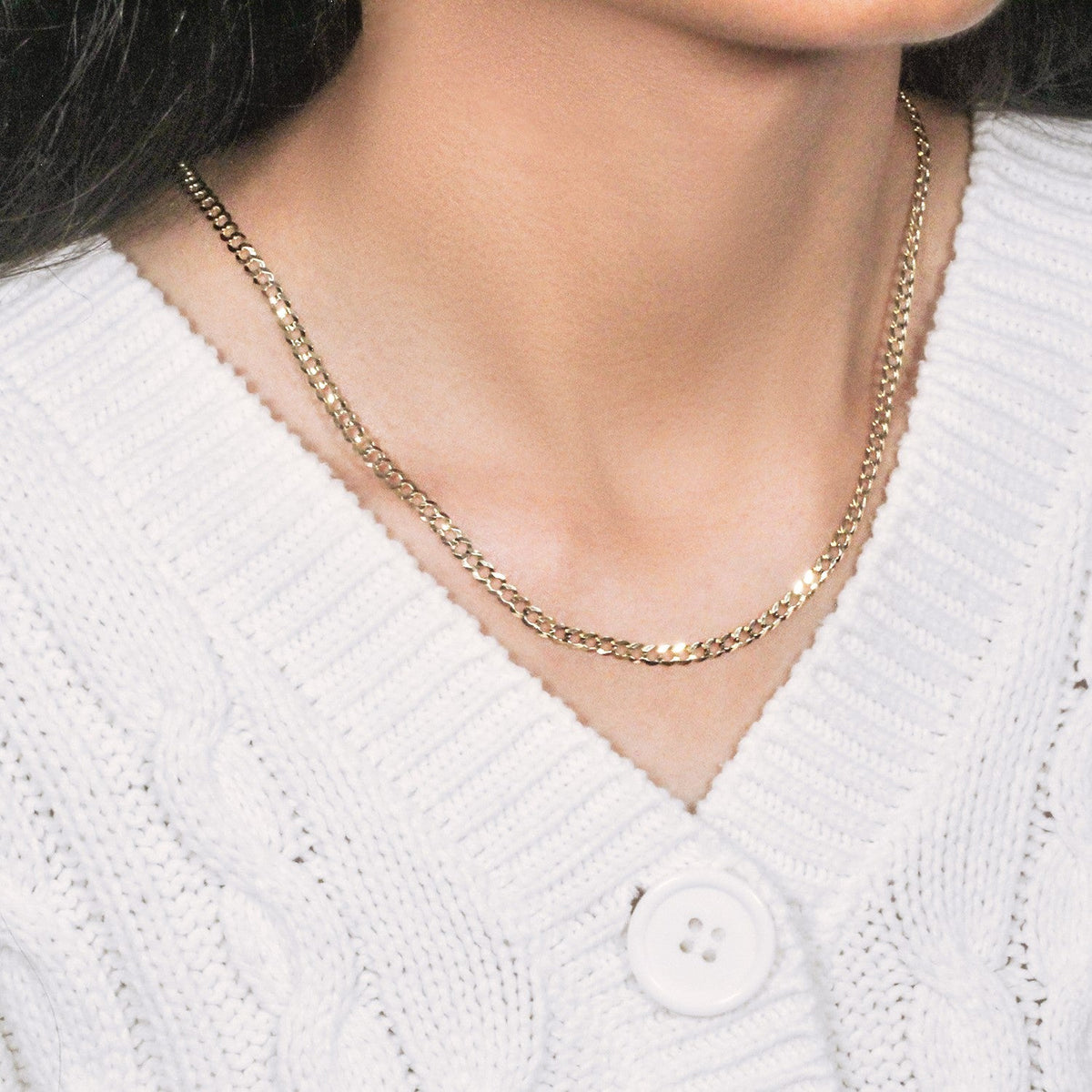 3.6mm 14k Yellow Gold Solid Curb Chain - LinkagejewelrydesignLinkagejewelrydesign