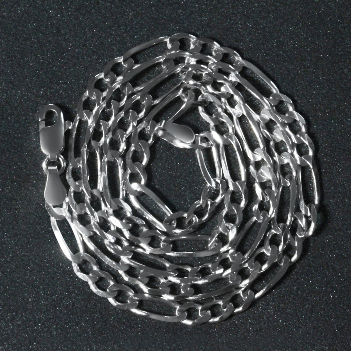 3.8mm 14k White Gold Solid Figaro Chain - LinkagejewelrydesignLinkagejewelrydesign