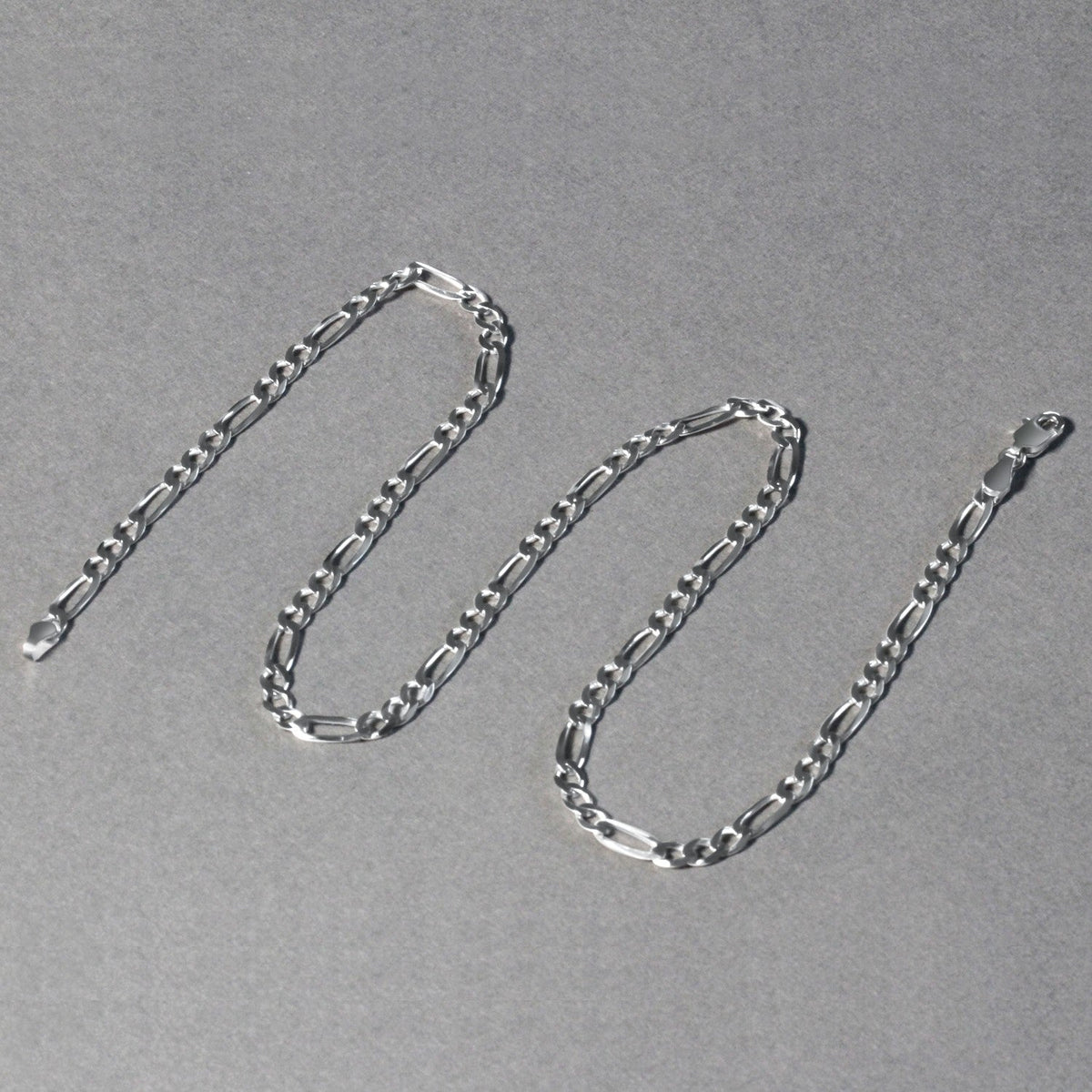 3.8mm 14k White Gold Solid Figaro Chain - LinkagejewelrydesignLinkagejewelrydesign