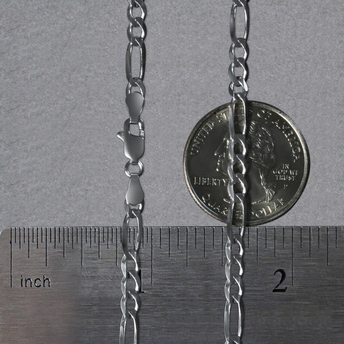 3.8mm 14k White Gold Solid Figaro Chain - LinkagejewelrydesignLinkagejewelrydesign