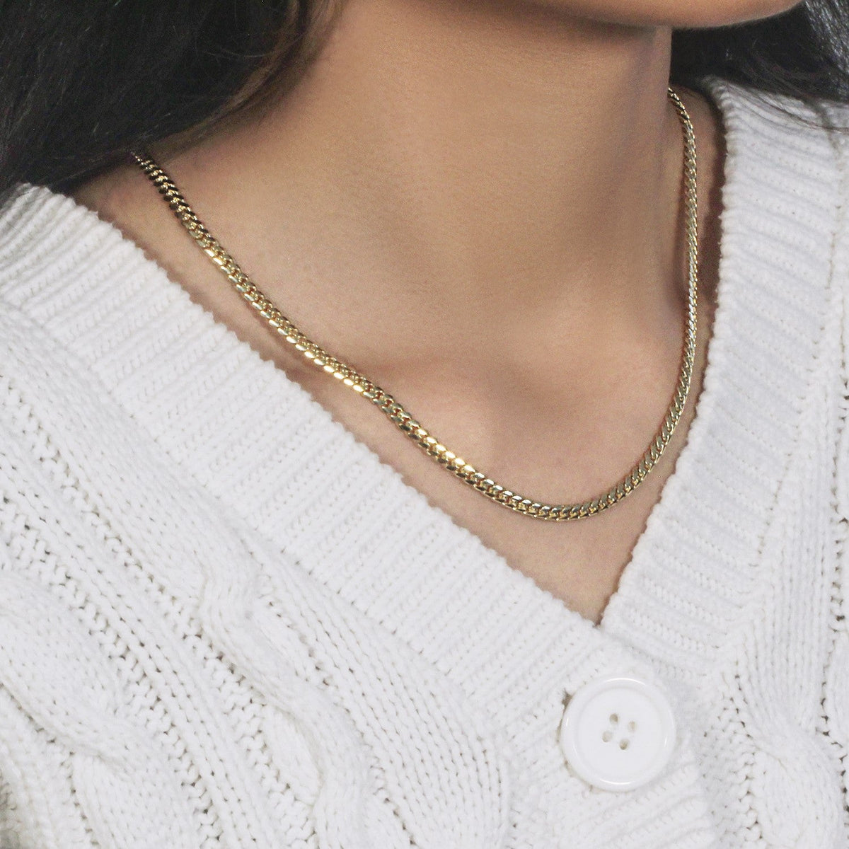 3.9mm 10k Yellow Gold Classic Miami Cuban Solid Chain - LinkagejewelrydesignLinkagejewelrydesign