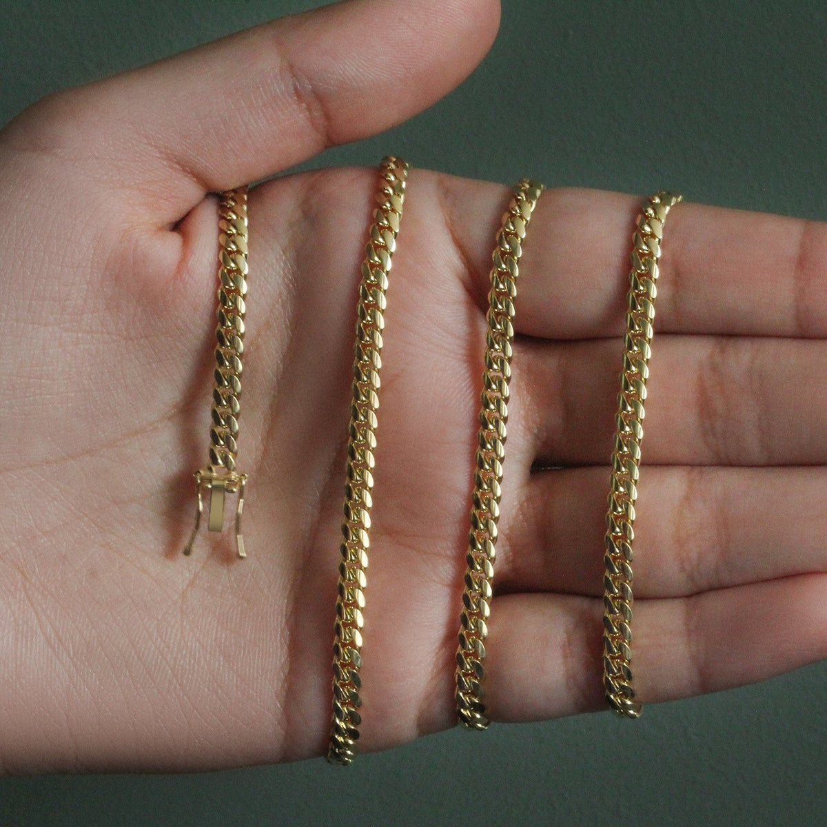 3.9mm 10k Yellow Gold Classic Miami Cuban Solid Chain - LinkagejewelrydesignLinkagejewelrydesign