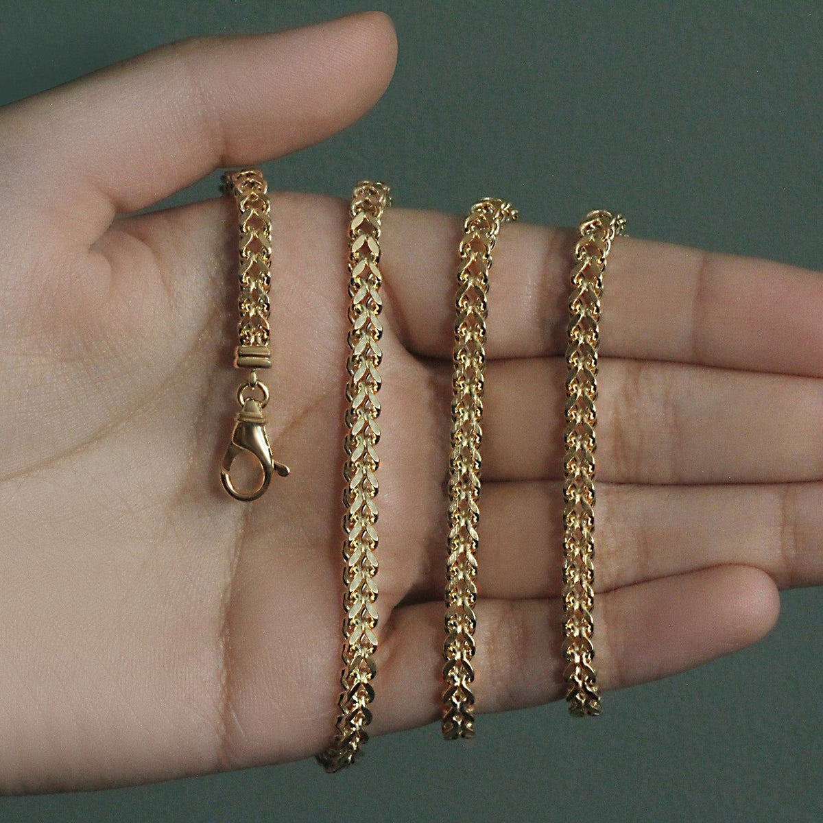 3.9mm 14k Yellow Gold Square Franco Chain - LinkagejewelrydesignLinkagejewelrydesign