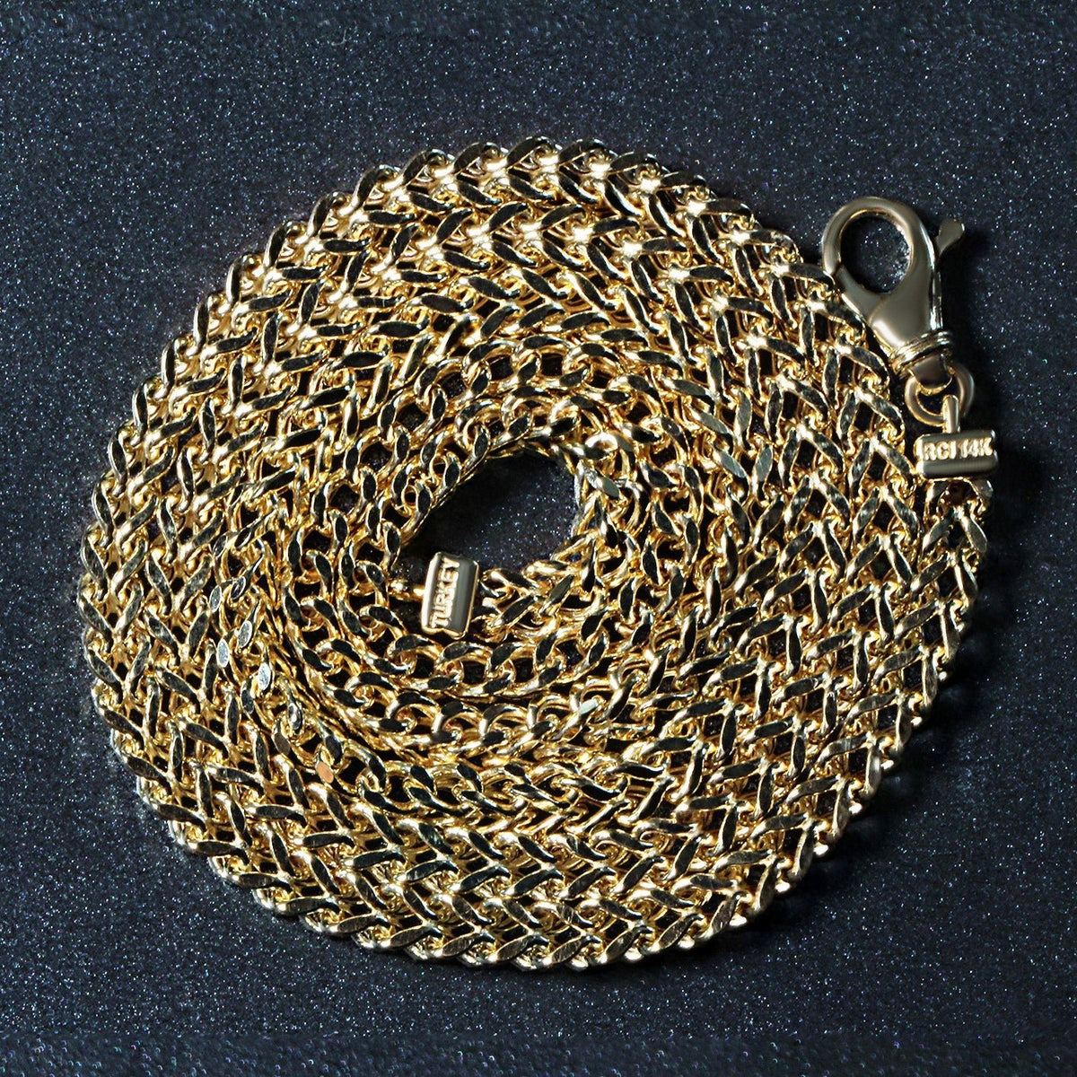 3.9mm 14k Yellow Gold Square Franco Chain - LinkagejewelrydesignLinkagejewelrydesign