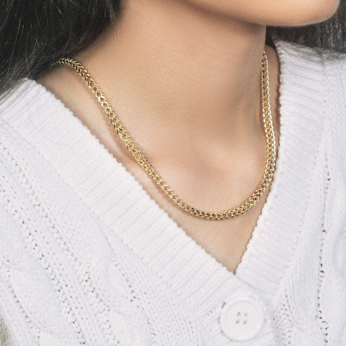 3.9mm 14k Yellow Gold Square Franco Chain - LinkagejewelrydesignLinkagejewelrydesign