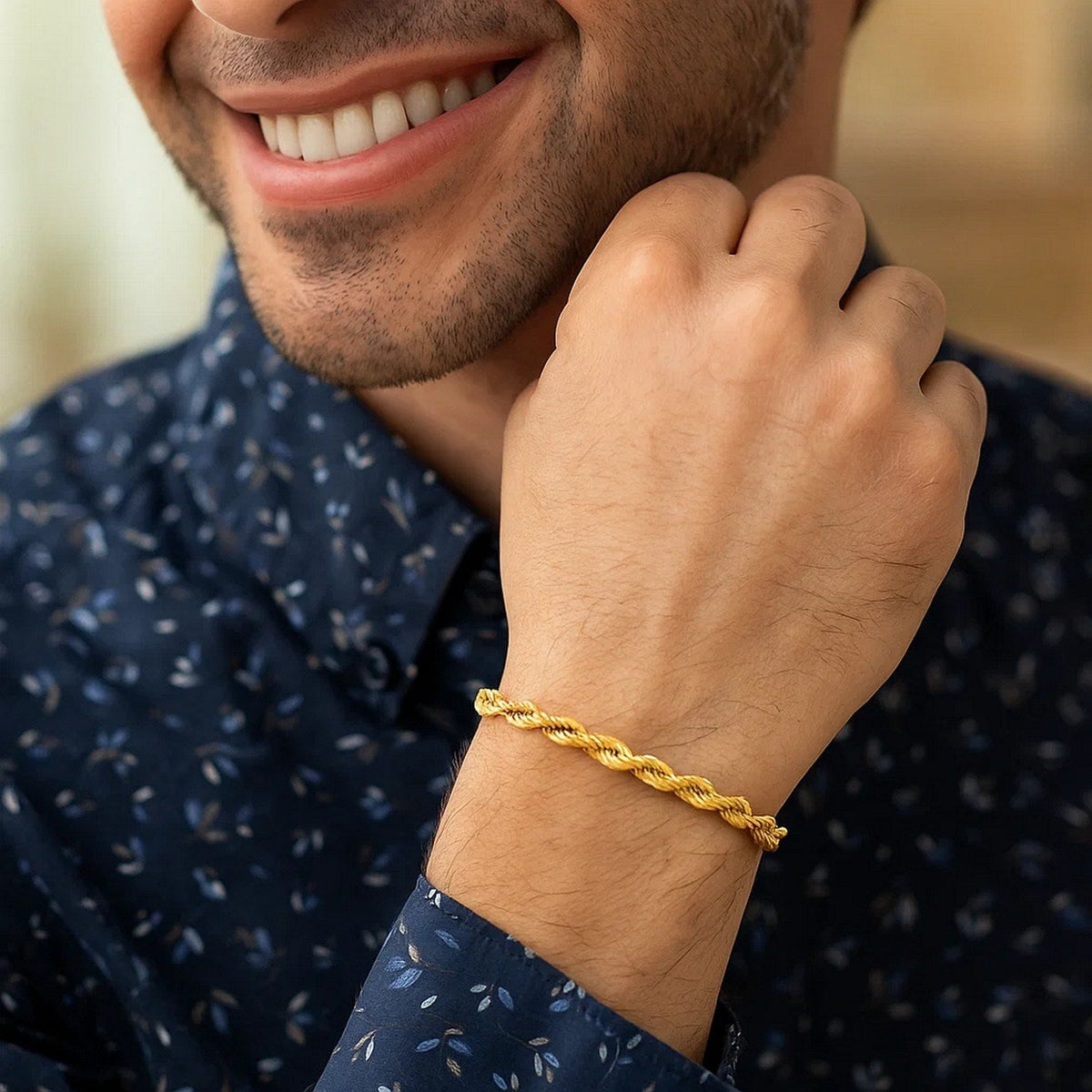 4.0mm 10k Yellow Gold Solid Diamond Cut Rope Bracelet - LinkagejewelrydesignLinkagejewelrydesign