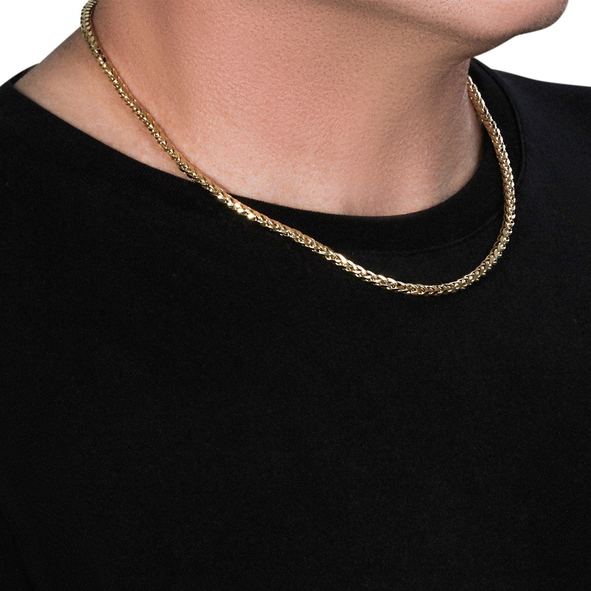 4.1mm 14k Yellow Gold Diamond Cut Round Franco Chain - LinkagejewelrydesignLinkagejewelrydesign