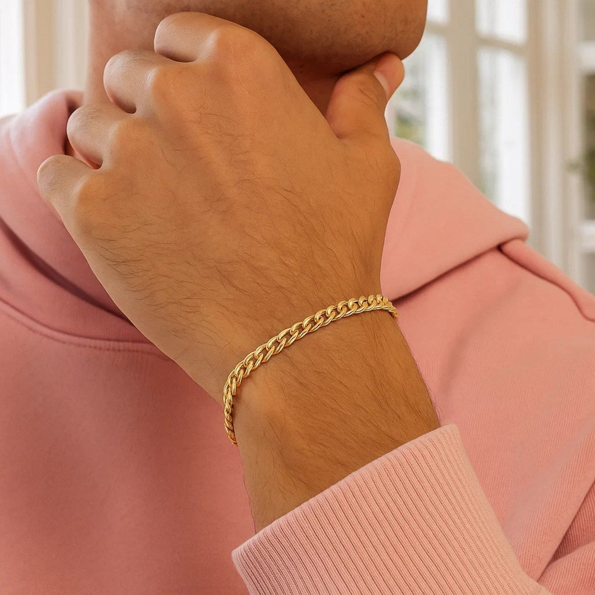 4.5mm 14k Yellow Gold Miami Cuban Semi Solid Bracelet - LinkagejewelrydesignLinkagejewelrydesign