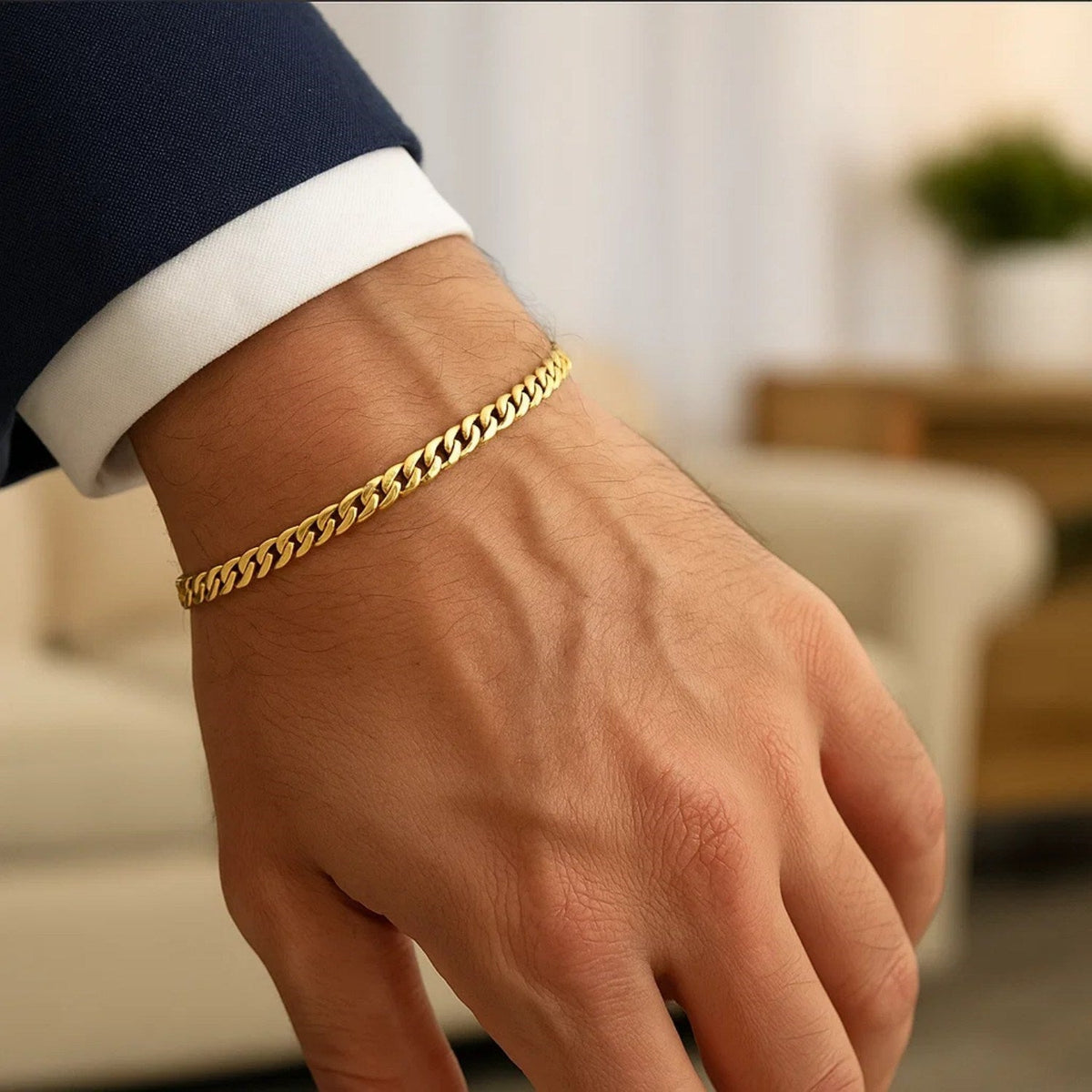 4.5mm 14k Yellow Gold Miami Cuban Semi Solid Bracelet - LinkagejewelrydesignLinkagejewelrydesign