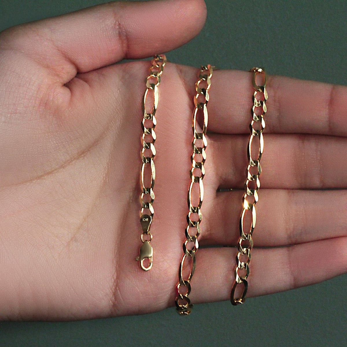 4.5mm 14k Yellow Gold Solid Figaro Chain - LinkagejewelrydesignLinkagejewelrydesign