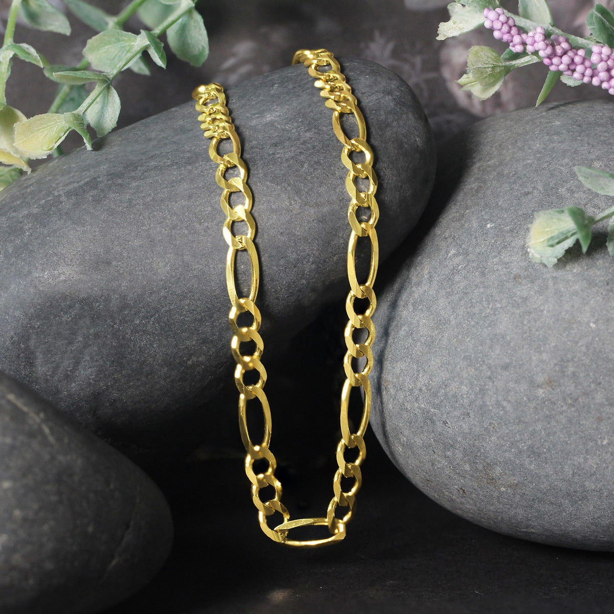 4.5mm 14k Yellow Gold Solid Figaro Chain - LinkagejewelrydesignLinkagejewelrydesign