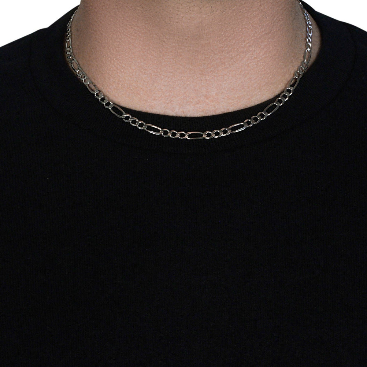 4.6mm 14k White Gold Solid Figaro Chain - LinkagejewelrydesignLinkagejewelrydesign