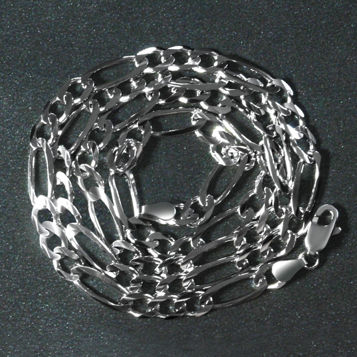 4.6mm 14k White Gold Solid Figaro Chain - LinkagejewelrydesignLinkagejewelrydesign