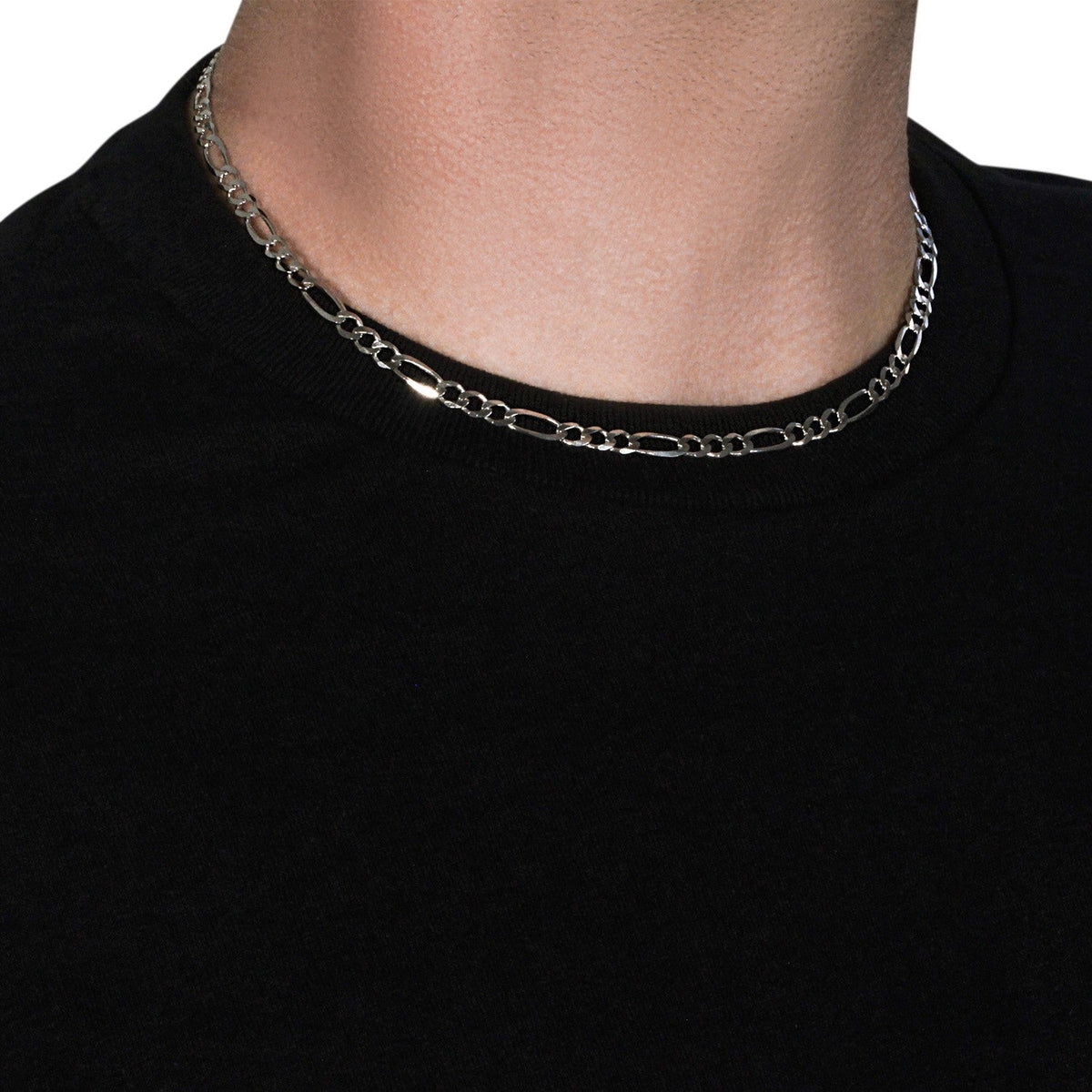 4.6mm 14k White Gold Solid Figaro Chain - LinkagejewelrydesignLinkagejewelrydesign