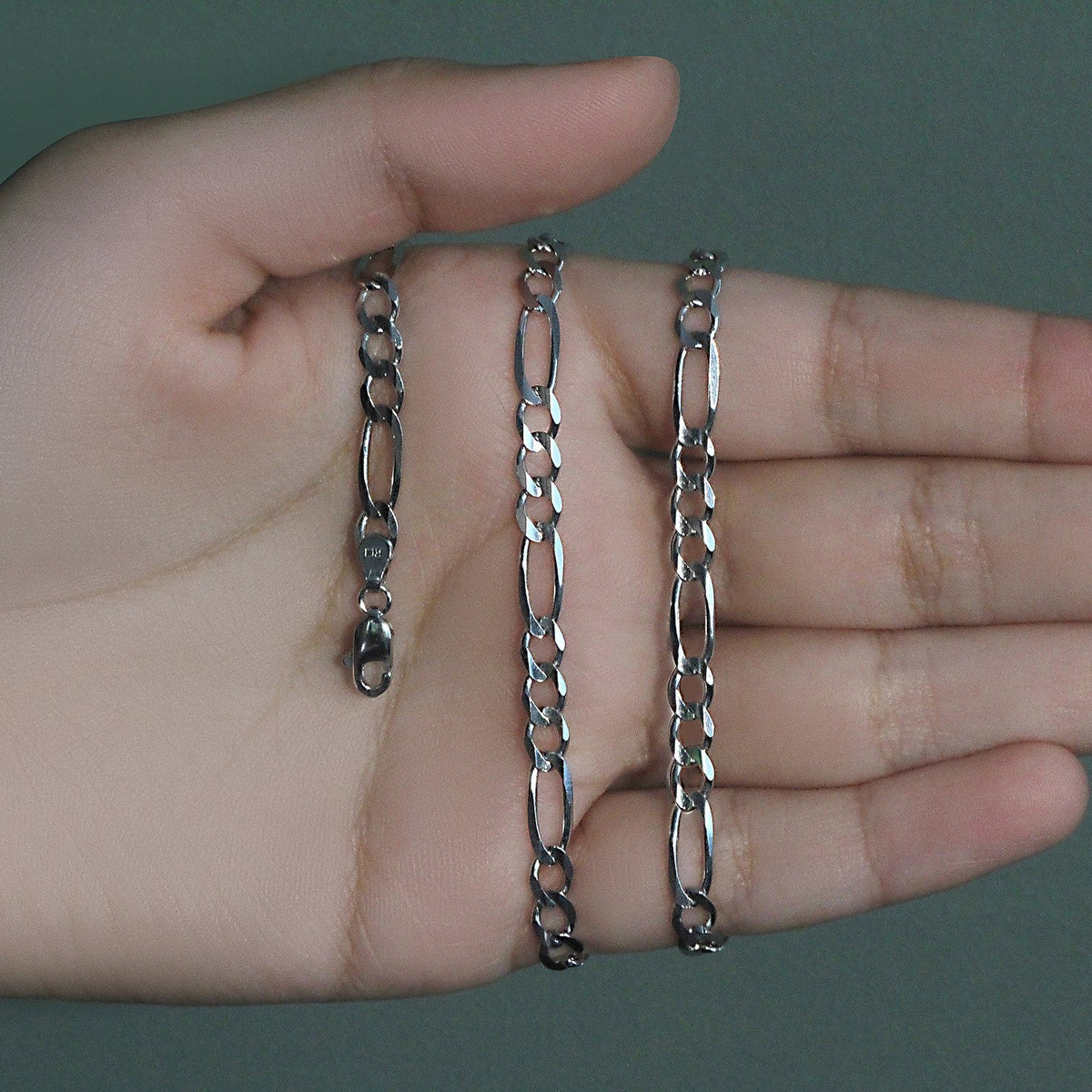 4.6mm 14k White Gold Solid Figaro Chain - LinkagejewelrydesignLinkagejewelrydesign