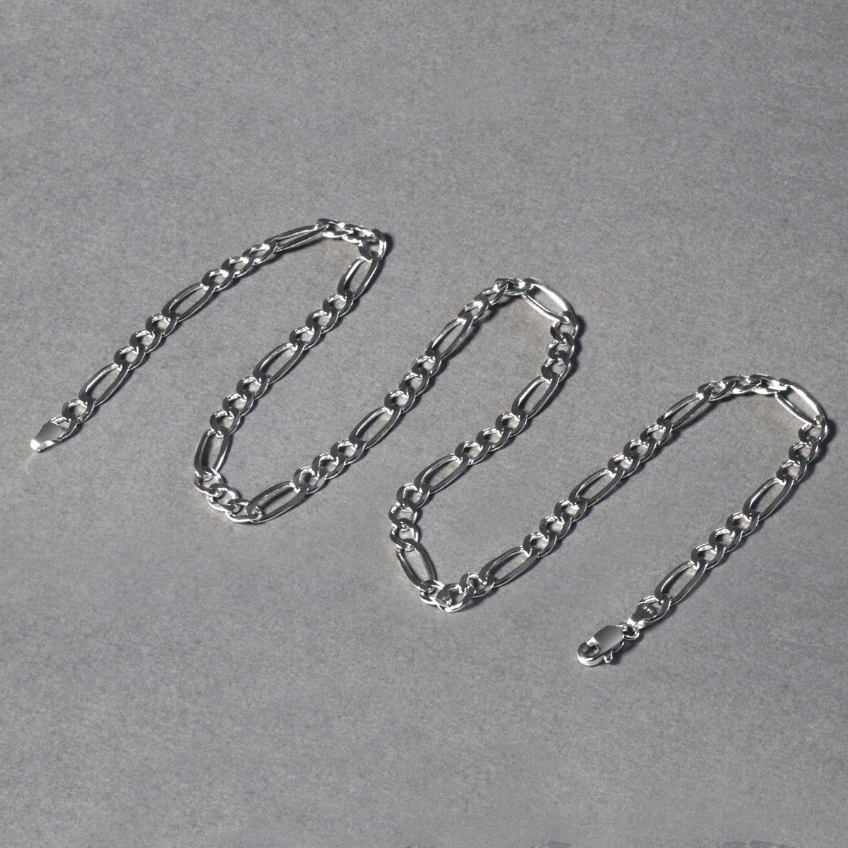 4.6mm 14k White Gold Solid Figaro Chain - LinkagejewelrydesignLinkagejewelrydesign