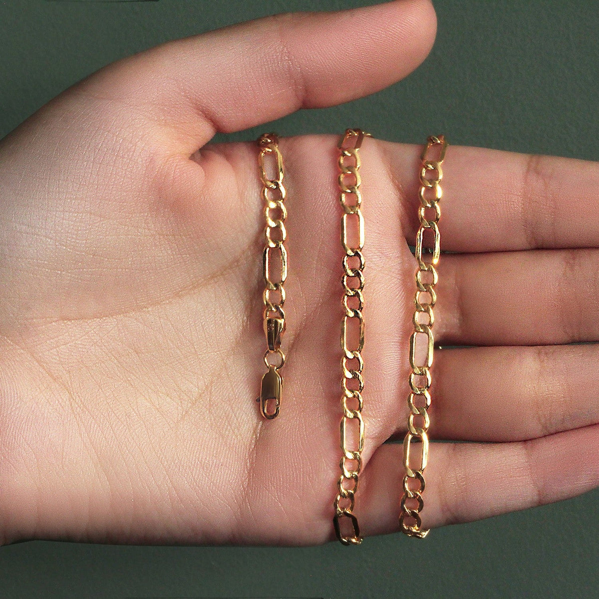 4.6mm 14k Yellow Gold Lite Figaro Chain - LinkagejewelrydesignLinkagejewelrydesign