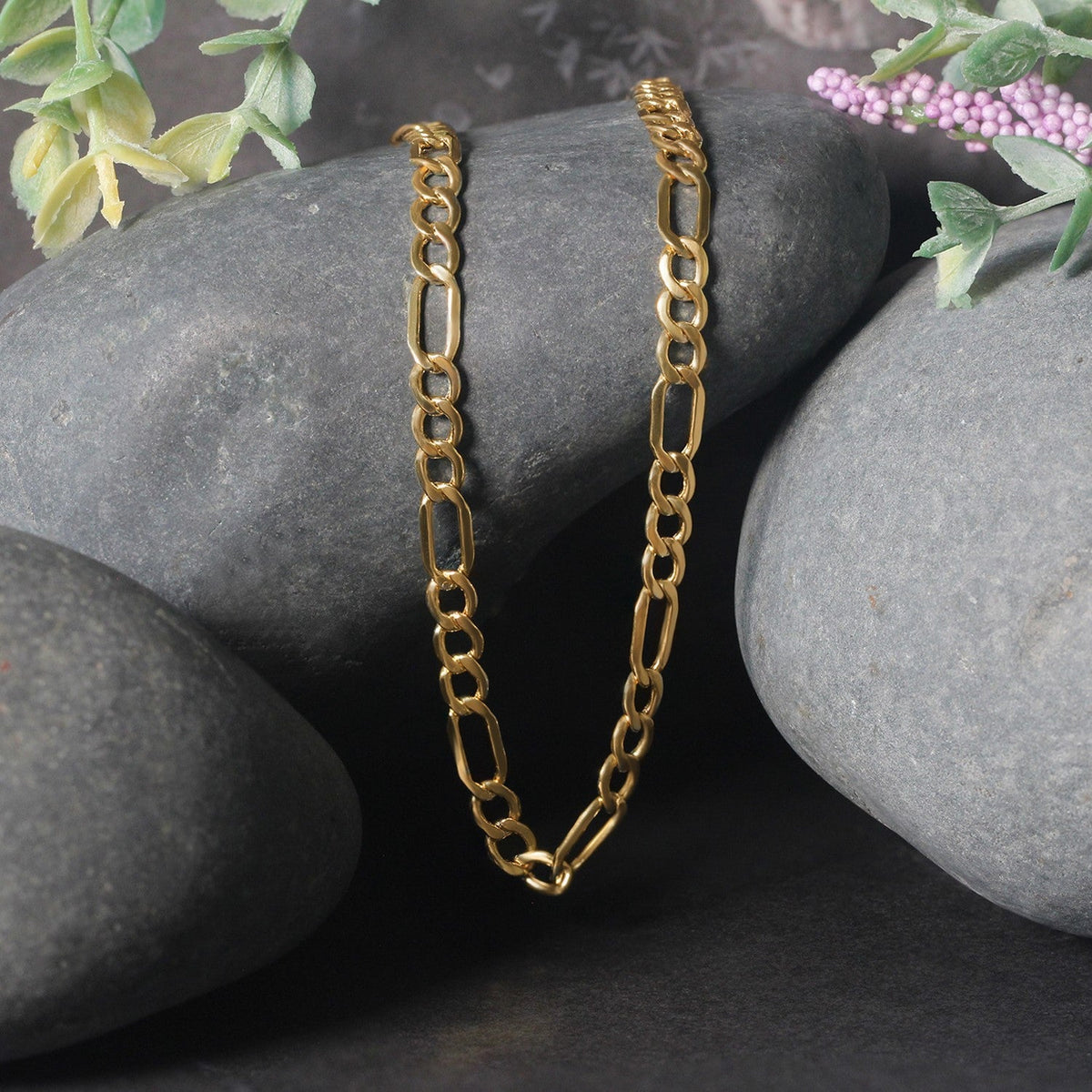 4.6mm 14k Yellow Gold Lite Figaro Chain - LinkagejewelrydesignLinkagejewelrydesign