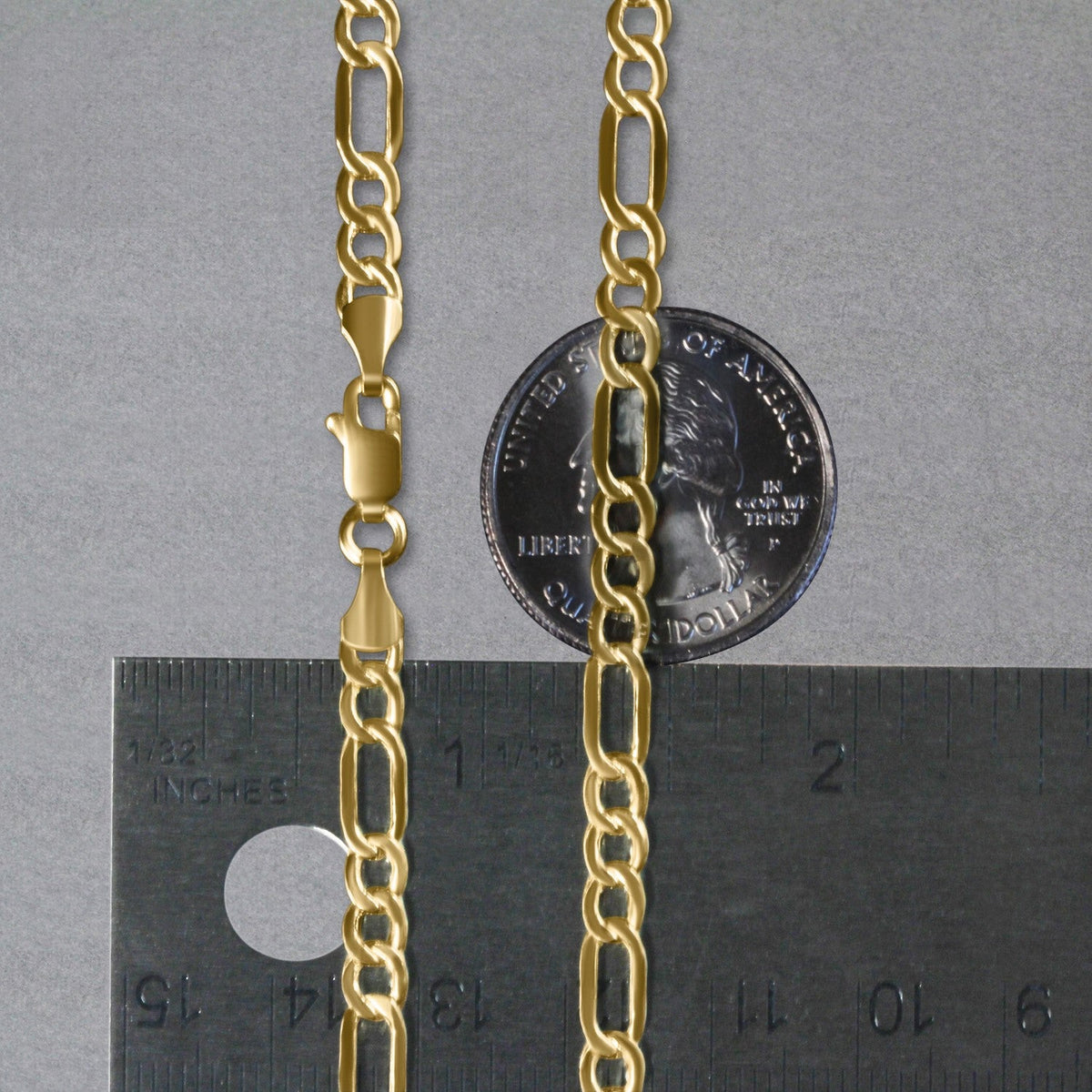 4.6mm 14k Yellow Gold Lite Figaro Chain - LinkagejewelrydesignLinkagejewelrydesign