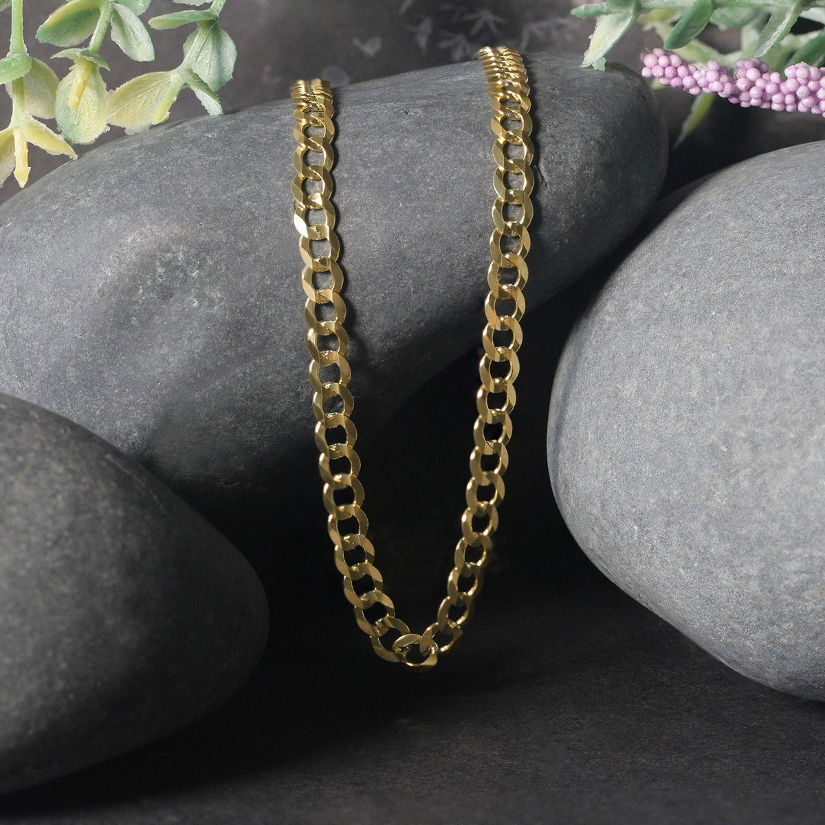 4.7mm 10k Yellow Gold Curb Chain - LinkagejewelrydesignLinkagejewelrydesign