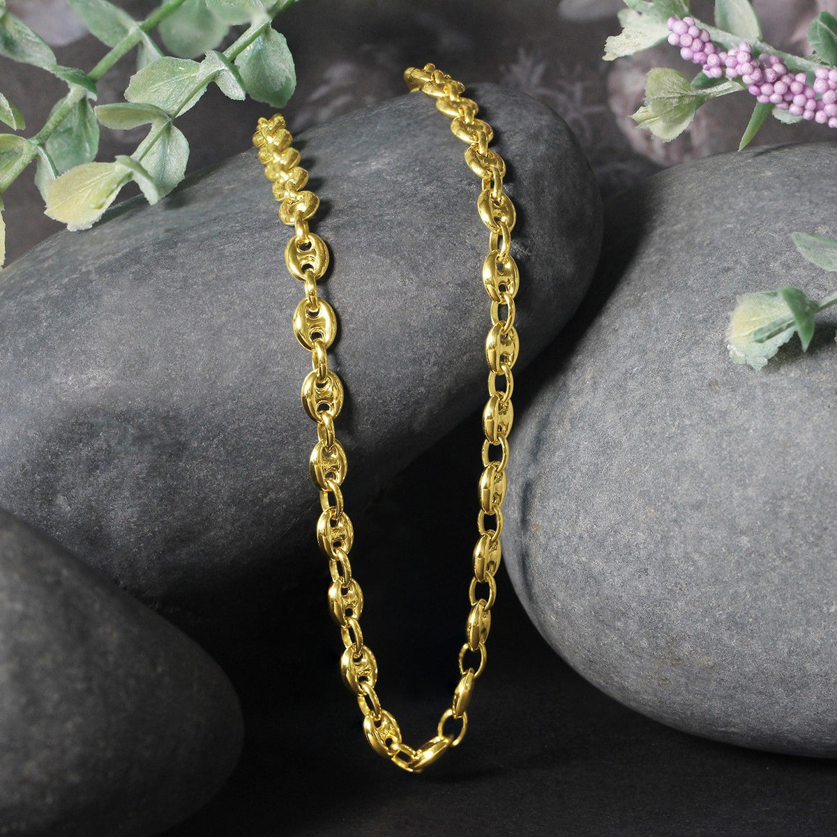 4.7mm 14k Yellow Gold Puffed Mariner Link Chain - LinkagejewelrydesignLinkagejewelrydesign