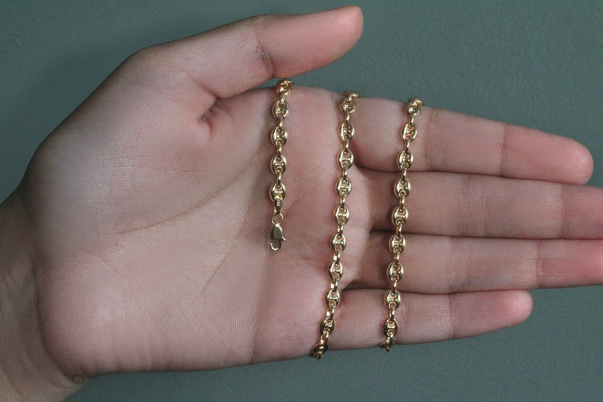 4.7mm 14k Yellow Gold Puffed Mariner Link Chain - LinkagejewelrydesignLinkagejewelrydesign