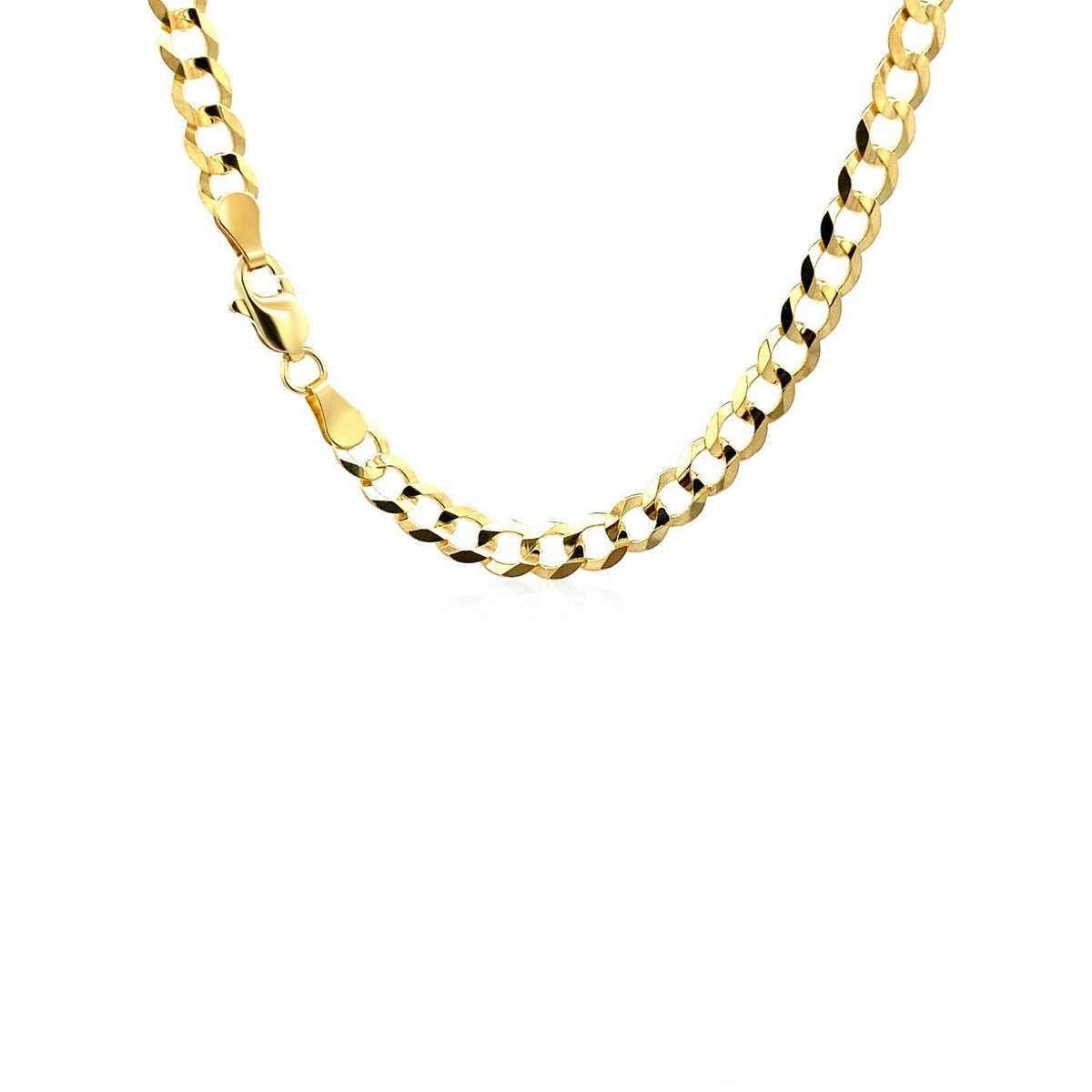 4.7mm 14k Yellow Gold Solid Curb Chain - LinkagejewelrydesignLinkagejewelrydesign