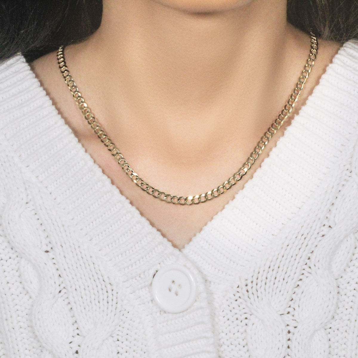 4.7mm 14k Yellow Gold Solid Curb Chain - LinkagejewelrydesignLinkagejewelrydesign