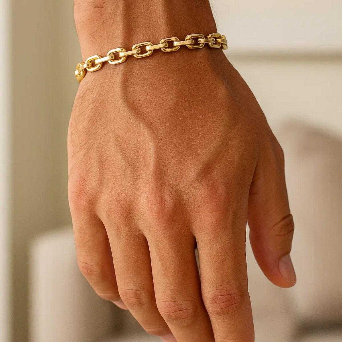 4.8mm 14k Yellow Gold French Cable Chain Bracelet - LinkagejewelrydesignLinkagejewelrydesign