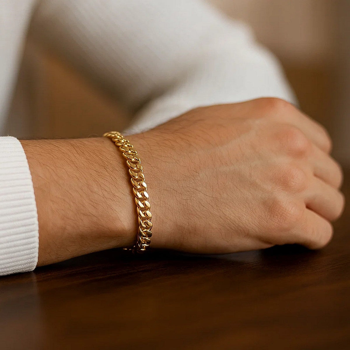 5.0mm 14k Yellow Gold Classic Miami Cuban Solid Bracelet - LinkagejewelrydesignLinkagejewelrydesign