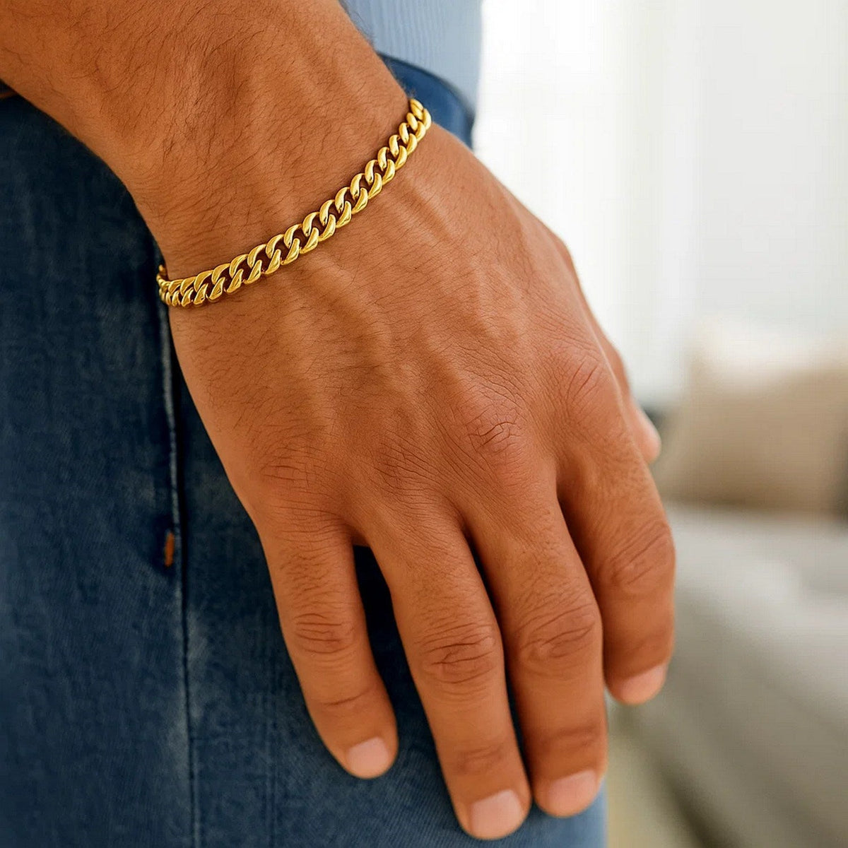 5.0mm 14k Yellow Gold Classic Miami Cuban Solid Bracelet - LinkagejewelrydesignLinkagejewelrydesign