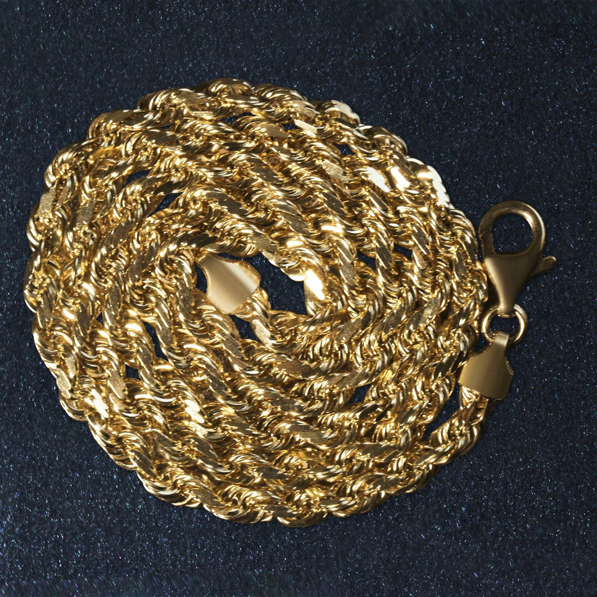 5.0mm 14k Yellow Gold Solid Diamond Cut Rope Chain - LinkagejewelrydesignLinkagejewelrydesign