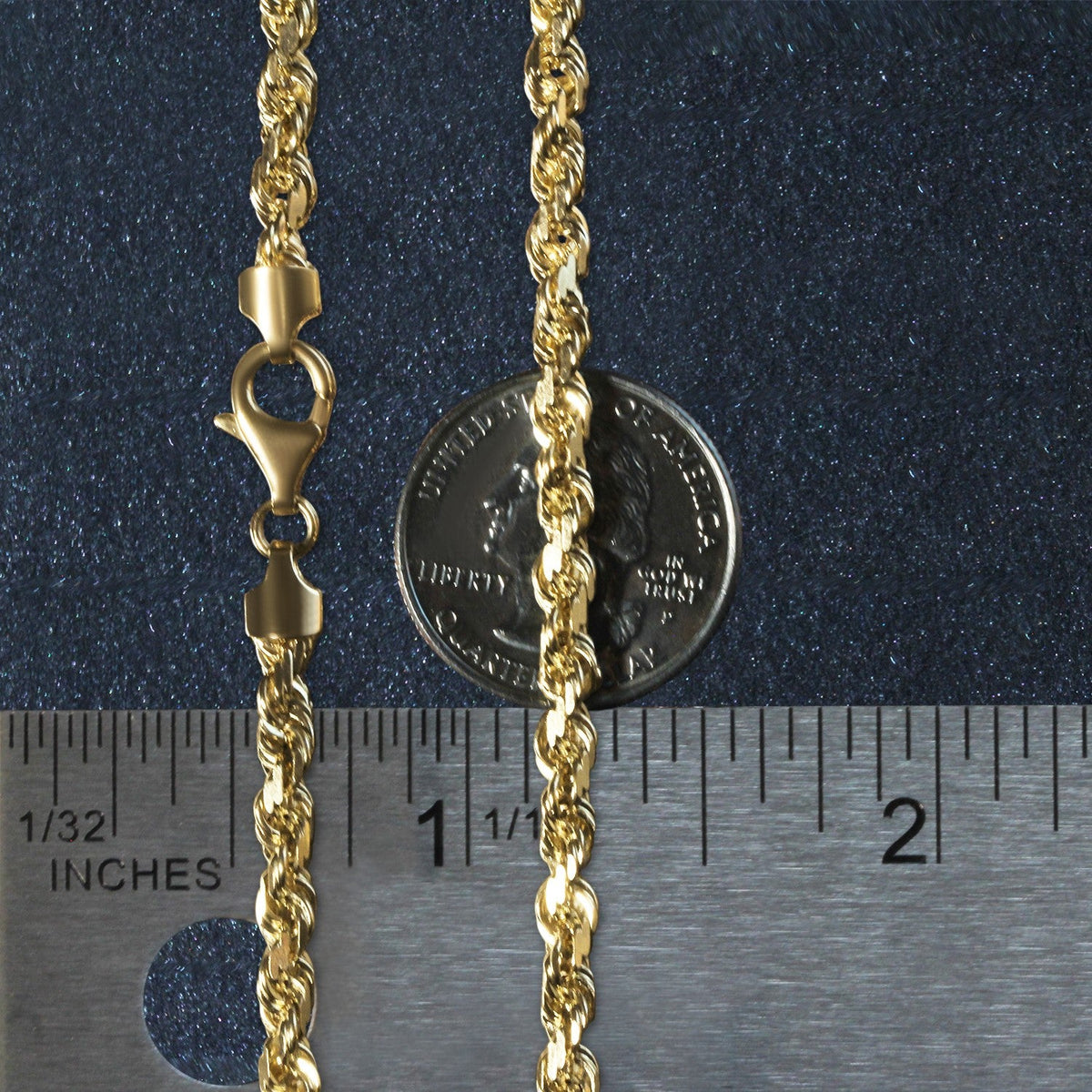 5.0mm 14k Yellow Gold Solid Diamond Cut Rope Chain - LinkagejewelrydesignLinkagejewelrydesign